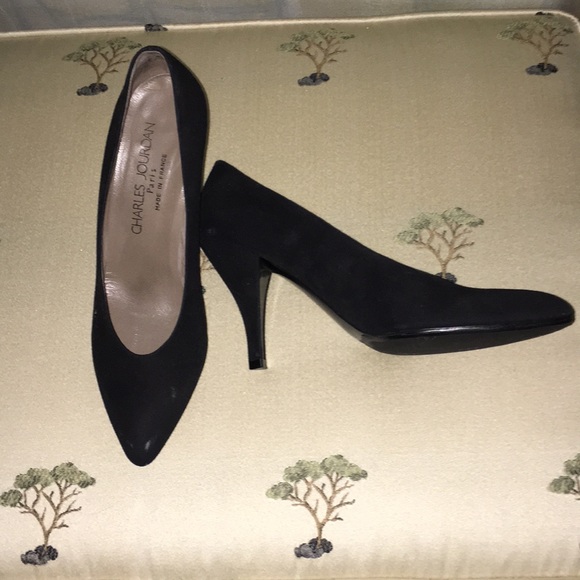 Charles Jourdan Shoes - Vintage Classic Charles Jourdan Black Suede Heels